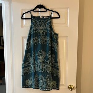 Anthropologie Blue Sleeveless Halter Sundress